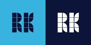Fayans şekilli RK logo tasarımı. Ticari veya marka için uygun minimalist ve modern vektör illüstrasyon tasarımı