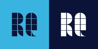 Fayans şekilli RQ logo tasarımı. Ticari veya marka için uygun minimalist ve modern vektör illüstrasyon tasarımı