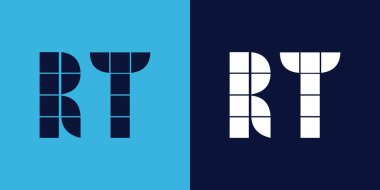 Fayans şekilli RT logo tasarımı. Ticari veya marka için uygun minimalist ve modern vektör illüstrasyon tasarımı