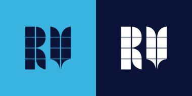 Fayans şekilli karavan logosu tasarımı. Ticari veya marka için uygun minimalist ve modern vektör illüstrasyon tasarımı