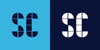 Fayans şekilli SC logo tasarımı. Ticari veya marka için uygun minimalist ve modern vektör illüstrasyon tasarımı