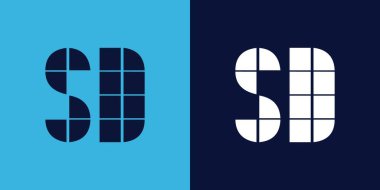 Seramik şekilli SD logo tasarımı. Ticari veya marka için uygun minimalist ve modern vektör illüstrasyon tasarımı