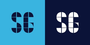 Fayans şekilli SG logo tasarımı. Ticari veya marka için uygun minimalist ve modern vektör illüstrasyon tasarımı