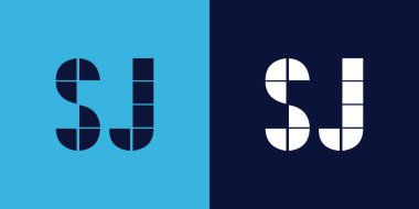 Fayans şekilli SJ logo tasarımı. Ticari veya marka için uygun minimalist ve modern vektör illüstrasyon tasarımı
