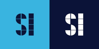 Fayans şekilli SL logo tasarımı. Ticari veya marka için uygun minimalist ve modern vektör illüstrasyon tasarımı