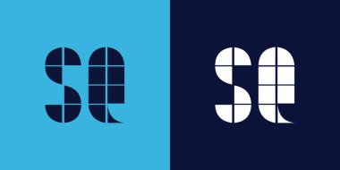 Fayans şekilli SQ logo tasarımı. Ticari veya marka için uygun minimalist ve modern vektör illüstrasyon tasarımı