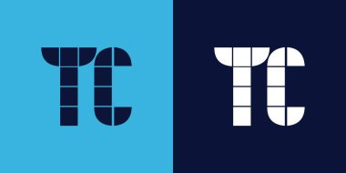 Fayans şekilli TC logo tasarımı. Ticari veya marka için uygun minimalist ve modern vektör illüstrasyon tasarımı