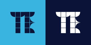 Fayans şekilli TE logosu tasarımı. Ticari veya marka için uygun minimalist ve modern vektör illüstrasyon tasarımı
