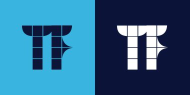 Fayans şekilli TF logo tasarımı. Ticari veya marka için uygun minimalist ve modern vektör illüstrasyon tasarımı