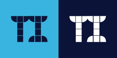 Fayans şekilli TI logo tasarımı. Ticari veya marka için uygun minimalist ve modern vektör illüstrasyon tasarımı
