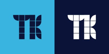 Fayans şekilli TK logo tasarımı. Ticari veya marka için uygun minimalist ve modern vektör illüstrasyon tasarımı