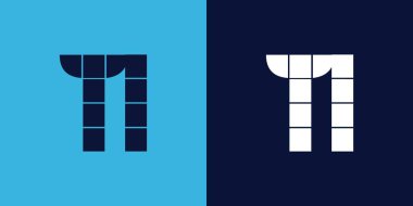 Fayans şekilli TL logo tasarımı. Ticari veya marka için uygun minimalist ve modern vektör illüstrasyon tasarımı