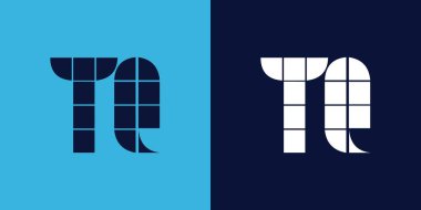 Fayans şekilli TQ logo tasarımı. Ticari veya marka için uygun minimalist ve modern vektör illüstrasyon tasarımı