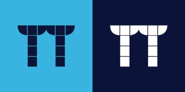 Fayans şekilli TT logo tasarımı. Ticari veya marka için uygun minimalist ve modern vektör illüstrasyon tasarımı