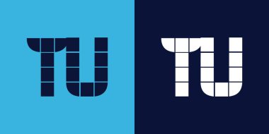 Fayans şekilli TU logo tasarımı. Ticari veya marka için uygun minimalist ve modern vektör illüstrasyon tasarımı