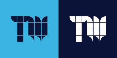 Fayans şekilli TW logo tasarımı. Ticari veya marka için uygun minimalist ve modern vektör illüstrasyon tasarımı
