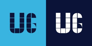 Fayans şekilli UG logo tasarımı. Ticari veya marka için uygun minimalist ve modern vektör illüstrasyon tasarımı
