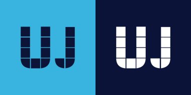 Fayans şekilli UJ logo tasarımı. Ticari veya marka için uygun minimalist ve modern vektör illüstrasyon tasarımı