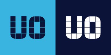 Fayans şekilli UO logosu tasarımı. Ticari veya marka için uygun minimalist ve modern vektör illüstrasyon tasarımı