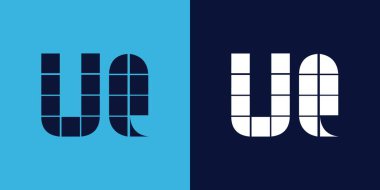 Fayans şekilli UQ logosu tasarımı. Ticari veya marka için uygun minimalist ve modern vektör illüstrasyon tasarımı