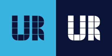 Fayans şekilli UR logo tasarımı. Ticari veya marka için uygun minimalist ve modern vektör illüstrasyon tasarımı