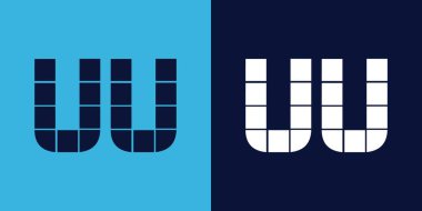 Fayans şekilli UU logo tasarımı. Ticari veya marka için uygun minimalist ve modern vektör illüstrasyon tasarımı