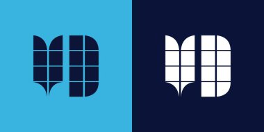 Fayans şekilli VD logo tasarımı. Ticari veya marka için uygun minimalist ve modern vektör illüstrasyon tasarımı