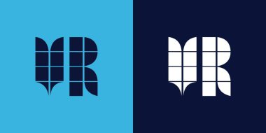 Fayans şekilli VR logo tasarımı. Ticari veya marka için uygun minimalist ve modern vektör illüstrasyon tasarımı