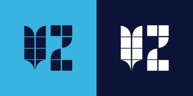 Fayans şekilli VZ logo tasarımı. Ticari veya marka için uygun minimalist ve modern vektör illüstrasyon tasarımı