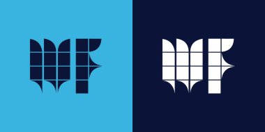 Fayans şekilli WF logo tasarımı. Ticari veya marka için uygun minimalist ve modern vektör illüstrasyon tasarımı