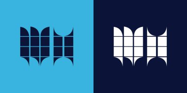 Fayans şekilli WH logo tasarımı. Ticari veya marka için uygun minimalist ve modern vektör illüstrasyon tasarımı