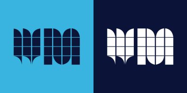 Fayans şekilli WM logo tasarımı. Ticari veya marka için uygun minimalist ve modern vektör illüstrasyon tasarımı
