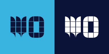 Fayans şekilli WO logo tasarımı. Ticari veya marka için uygun minimalist ve modern vektör illüstrasyon tasarımı