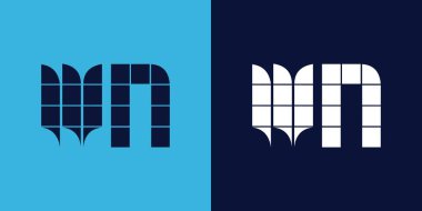 Kiremit şekilli WN logosu tasarımı. Ticari veya marka için uygun minimalist ve modern vektör illüstrasyon tasarımı