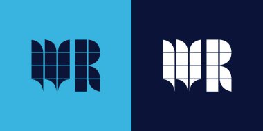 Fayans şekilli WR logo tasarımı. Ticari veya marka için uygun minimalist ve modern vektör illüstrasyon tasarımı