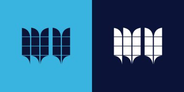 Fayans şekilli WV logo tasarımı. Ticari veya marka için uygun minimalist ve modern vektör illüstrasyon tasarımı