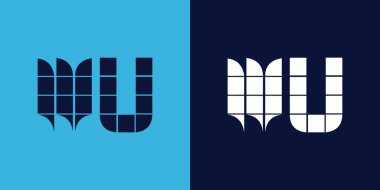 Fayans şekilli WU logo tasarımı. Ticari veya marka için uygun minimalist ve modern vektör illüstrasyon tasarımı