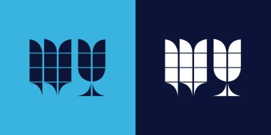 Fayans şekilli WY logo tasarımı. Ticari veya marka için uygun minimalist ve modern vektör illüstrasyon tasarımı