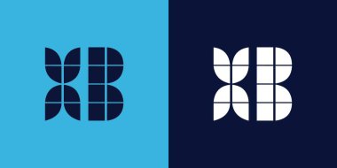 Fayans şekilli XB logo tasarımı. Ticari veya marka için uygun minimalist ve modern vektör illüstrasyon tasarımı
