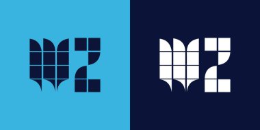 Fayans şekilli WZ logo tasarımı. Ticari veya marka için uygun minimalist ve modern vektör illüstrasyon tasarımı