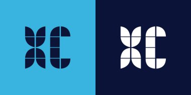 Fayans şekilli XC logo tasarımı. Ticari veya marka için uygun minimalist ve modern vektör illüstrasyon tasarımı
