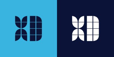 Fayans şekilli XD logo tasarımı. Ticari veya marka için uygun minimalist ve modern vektör illüstrasyon tasarımı