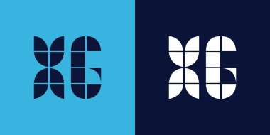 Fayans şekilli XG logo tasarımı. Ticari veya marka için uygun minimalist ve modern vektör illüstrasyon tasarımı
