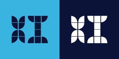 Fayans şekilli XI logo tasarımı. Ticari veya marka için uygun minimalist ve modern vektör illüstrasyon tasarımı