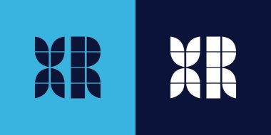 Fayans şekilli XR logo tasarımı. Ticari veya marka için uygun minimalist ve modern vektör illüstrasyon tasarımı