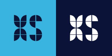 Fayans şekilli XS logo tasarımı. Ticari veya marka için uygun minimalist ve modern vektör illüstrasyon tasarımı