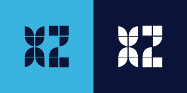 Fayans şekilli XZ logo tasarımı. Ticari veya marka için uygun minimalist ve modern vektör illüstrasyon tasarımı