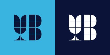 Fayans şekilli YB logo tasarımı. Ticari veya marka için uygun minimalist ve modern vektör illüstrasyon tasarımı
