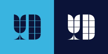 Fayans şekilli YD logo tasarımı. Ticari veya marka için uygun minimalist ve modern vektör illüstrasyon tasarımı