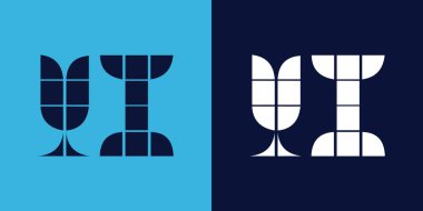 Fayans şekilli YI logo tasarımı. Ticari veya marka için uygun minimalist ve modern vektör illüstrasyon tasarımı